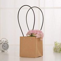 Fine 5pcs Decorative Flower Handbag Kraft Paper Bags with Handles for Shopping, Retail and Merchandise,Strong and Reusable (F 15)