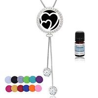 Anavia Crystal Essential Oil Diffuser Slider Necklace Gift Set for Valentine's Day Women Girl, 0.98" Heart Aromatherapy Pendant, 1 Aroma Oil (Lavender, Lemongrass, Eucalyptus), 12 Refill Pads