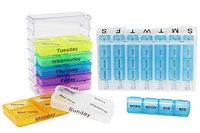 RiteLabs Pill Organizer Budget Bundle Drawer + Pop Up - Two 7 Daily Medicine Organizer for AM, PM, Lunch & Bedtime - Pocketsize & for Travel