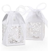 ULTNICE Butterfly Gift Candy Boxes Wedding Favour Table Decorations 50pcs (White)