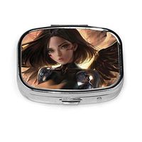 Pill Case Alita Battle Angel Wings Pill Box Organizer Portable Travel Square Airtight Vitamin Pill Case for Purse Pocket Supplement Holder Medicine Container 2 Compartment