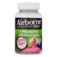 Airborne Plus Probiotic Gummies (42 Count in a Bottle), Gluten-Free Immune Support Supplement with Echinacea and Ginger, 2 Pack
