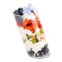 3 oz Round Clear Plastic Mini Slope Cup - 2" x 2" x 3 3/4" - 100 count box - Restaurantware