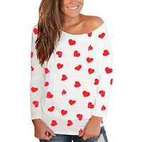 FORUU Blouse for Womens Long Sleeve,2020 Spring Off Shoulder Blouse Fashion Heart Prints Valentines Sexy Tshirt Sweatshirt Work Casual Tops Plus Size Shirts