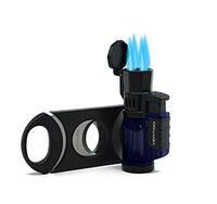 Vertigo Cyclone Quad Lighter 64 Ring Cigar Cutter Set Blue