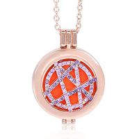 Adecco LLC Crystal Infinity Love Aromatherapy Essential Oil Diffuser Necklace Rose Gold Hollow Locket Pendant Jewelry for Bride,3 Felt Pads (Love Star)