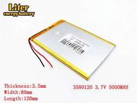 3.7V 5000mAh 3580120 Lithium Polymer Ion Rechargeable Battery Lithium Polymer Li-Po Battery for MP4 GPS MP3 Bluetooth Stereo DIY Gift