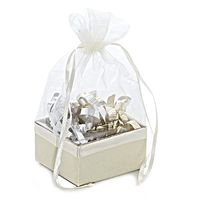 Ivory Box with Organza Top | Quantity: 12 | Width: 2 7/8"