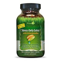 Irwin Naturals Stress Defy Extra with Ashwagandha - Potent Adaptogens Support a Balanced, Positive Mood - Calm & Focused Stress Management with Rhodiola, 5HTP, Reishi & Maca - 60 Liquid Softgels