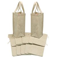 HRX Package 2 Bottle Wine Gift Bags 2pcs with 10pcs Burlap Wine Bags Drawstring, Jute Wine Carrying Bag with Handles, Cloth Wine Bottle Gift Bags Set