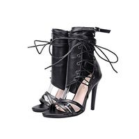 Dress Sandal for Women&Girls,[Ankle Strap Solid Shoes] Lace-up Cross Strappy High Heels Open Toe Formal, Wedding, Party [Simple Classic ] (Black, 42(US:10))