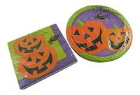 Pumpkin Themed Party Plates, Napkin for 18: 18 dinner size paper plates, 20 dinner size paper napkins