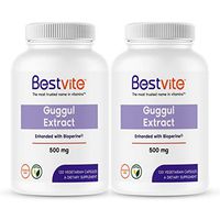 Guggul Extract 500mg (240 Vegetarian Capsules) (2-Pack) - Backed by Clinical Research, Patented and Standardized, Enhanced by Bioperine - No Fillers - No Stearates - Vegan - Non GMO - Gluten Free