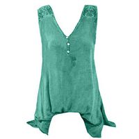 UNBER Tops Shirt Blouse Women Plus Size Casual Lace V Neck Solid Daily Sleeveless Vest