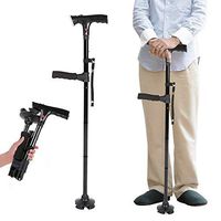 XIAOXIAO Foldable Crutch, Support Point Can Be Rotated with Light, Suitable for Middle-Aged and Elderly People