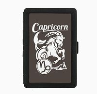 Capricorn Astrological Sign Horoscope Black Cigarette Case Holder Wallet RFID-blocking