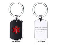 VNOX Free Custom Engraving Medical Alert Dog Tag Black Stainless Steel Keychain for Men Women