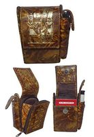 Egyptian Cigarette Case Cover Case Box Pack & Lighter Holder Genuine Leather Cigar Protective Lightweight Accessories Handcrafted Handmade Pharaoh Egypt Pharaohs Souvenir Hieroglyphics Isis Horus