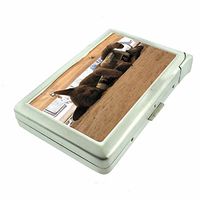 Cigarette Case with Built in Lighter Funny Bar Drinking Signs Ads S26 Smoking King Size Cigarettes Silver Metal Wallet 4" X 2.75" RFID Protection Hilarious