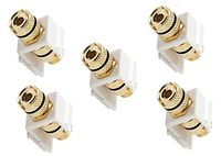 C&E CNE443015 Keystone Binding Post/Banana Jack Black Band, White, 5-Pack