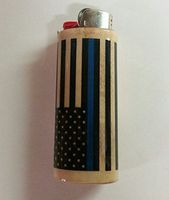 Police Thin Blue Line Lighter Case Holder Sleeve Cover Fits Bic Lighters