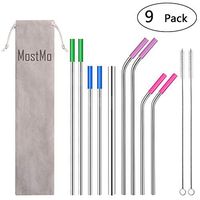 MostMo Stainless Steel Straws Set,Multi-Sizes Metal Drinking Straws For 20 30 Ounce Tumblers Rumblers with Cleaning Brush and Silicone Tips