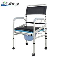 Bedside Commodes Commode Chair Carbon Steel Non-Slip Adjustable Portable Toilet seat Bedroom Bathroom Shower Chair for The Elderly Disabled Elderly (Color : Silver)