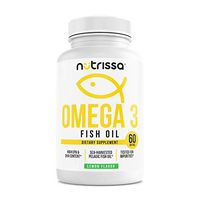 Omega-3 Wild-Caught Fish Oil Dietary Supplement - 1200 Mg DHA & EPA Softgels, Natural Brain Support & Wellness Pills, No Fillers, for Men & Women, Lemon Flavor, 60 Capsules