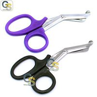 G.S 2 PCS (Purple + Black) Paramedic Utility Bandage Trauma EMT EMS Shears Scissors 7.25 INCH Stainless Steel