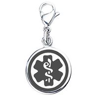 Divoti Custom Engraved Mix N Match 5/8" (15.8mm) 316L Stainless Medical ID Charm-Black