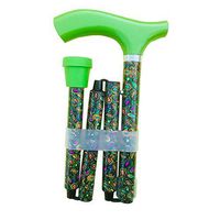 Solid Wood Handle Walker Cane Aluminum Alloy Folding Anti-Slip Telescopic Adjustable Four-Legged Old Man Cane 3 Colors MUMUJIN (Color : Green)