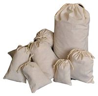 10" x 12" inch Environmental Friendly Double Drawstring Muslin Bags Natural 100% cotton Premium Quality, Re-usable, Washable (50)