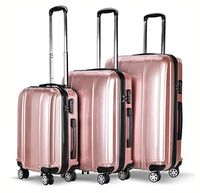 Suitcase, GLOBALWAY 3 pcs 20" 24" 28" ABS+PC Luggage Travel Set, Pink