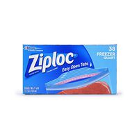 Ziploc Freezer Bags, Easy Open Tabs, Quart, 38 Count