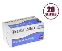 Dealmed Medical Surgical Sponges, 3" x 3", 8 Ply, (200/Sleeve, 20/Case)