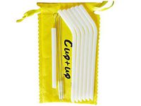 Cup up Translucent 10.5 inches Long Medium Size Reusable Silicone Bend Straws, Non-Toxic FDA Approved, Straws for 30 and 32oz Tumbler, Set of 7,1 for Kids, with 2 Cleaning Brushes.