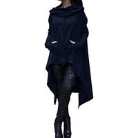 Howstar Womens Irregular Tunic Sweatshirts Dress Long Pullover Hoodie with Pocket (M, Navy)