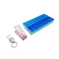 7 Day Weekly Pill Organizer for Vitamins and Prescription Medications, Pill Cutter/Splitter and Keychain Pill Holder Dispenser Bundle