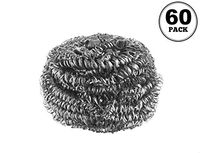 60 Pack Stainless Steel Sponges, Steel Wool Scrubber, Scrubbing Scouring Pad for Pots, Pans and Ovens Great for Kitchen, Bathroom, Outdoors by EcoQuality