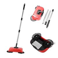 Yg-ct Stainless Steel Sweeping Machine Push Type Hand Push Magic Broom Dustpan Handle ，Household Cleaning Package Hand Push Sweeper Mop (color : Red)