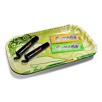 Smizzle Medium Rolling Tray - Green Smoke. 10.75x6.25x0.75 - Bundled with Trial Packs and Tubes