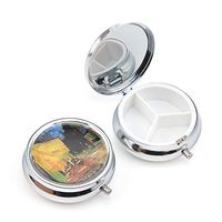 Andy HOUSEWARE Compact 3 Compartment Medicine Case, Pill Box for Pocket or Purse (9260-Oil Painting)