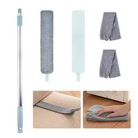 DKAF Gap Dust Cleaning Brush With 3 Cloth Cover, Washable Retractable Long Handle Dust Cleaner for Cleaning Furniture Bottom Gap, Microfiber Hand Duster (Adjustable 39 to 55 inches)