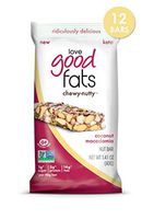 Love Good Fats - Chewy-Nutty Coconut Macadamia Keto Bars - Vegan Protein Bars with Natural Ingredients - Gluten-Free, Low Carb Ketogenic Bar with 9g of Protein and Coconut Oil - 12 Count (39g Bars) …