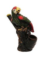 Parrot Smoking Pipe - Handmade Tobacco Pipe - Hand Pipe - Smoking Bowl - Collectibles - Red & Green Macaw - Tropical Birds - Pet Lover Gifts
