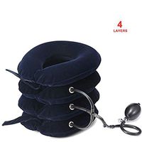 4 Layer Neck Traction Device, Inflatable Cervical Traction Pillow, Pneumatic Cervical Vertebra Traction Apparatus with Adjustable Size-Blue