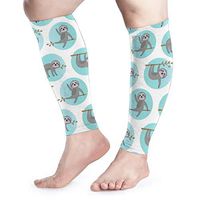 Calf Compression Sleeves 1 Pair Sloth Pattern with Blue Circles Sport Elasticity Calf Compression Socks for Men & Women