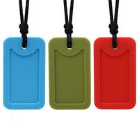 Dog Tags Chew Necklace 3 Pack for Kids Adults Boys and Girls – Silicone Chewing Pendant for Autism, ADHD, Biting and Teething Toddlers