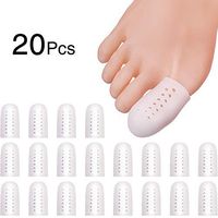 20 Pieces Gel Toe Cap Breathable Toe Protector Toe Sleeve Covers Toe Silicone Sleeve Crease Rubber Cushion Pads, for Corns, Toenails Loss, Friction Pain Relief and More, Large Size (White)