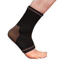 Copper D 1 Pair Black Copper Rayon from Bamboo Copper Compression Ankle for Relief from Injuries and More or Comfort Support for Every Day Uses, Small Medium